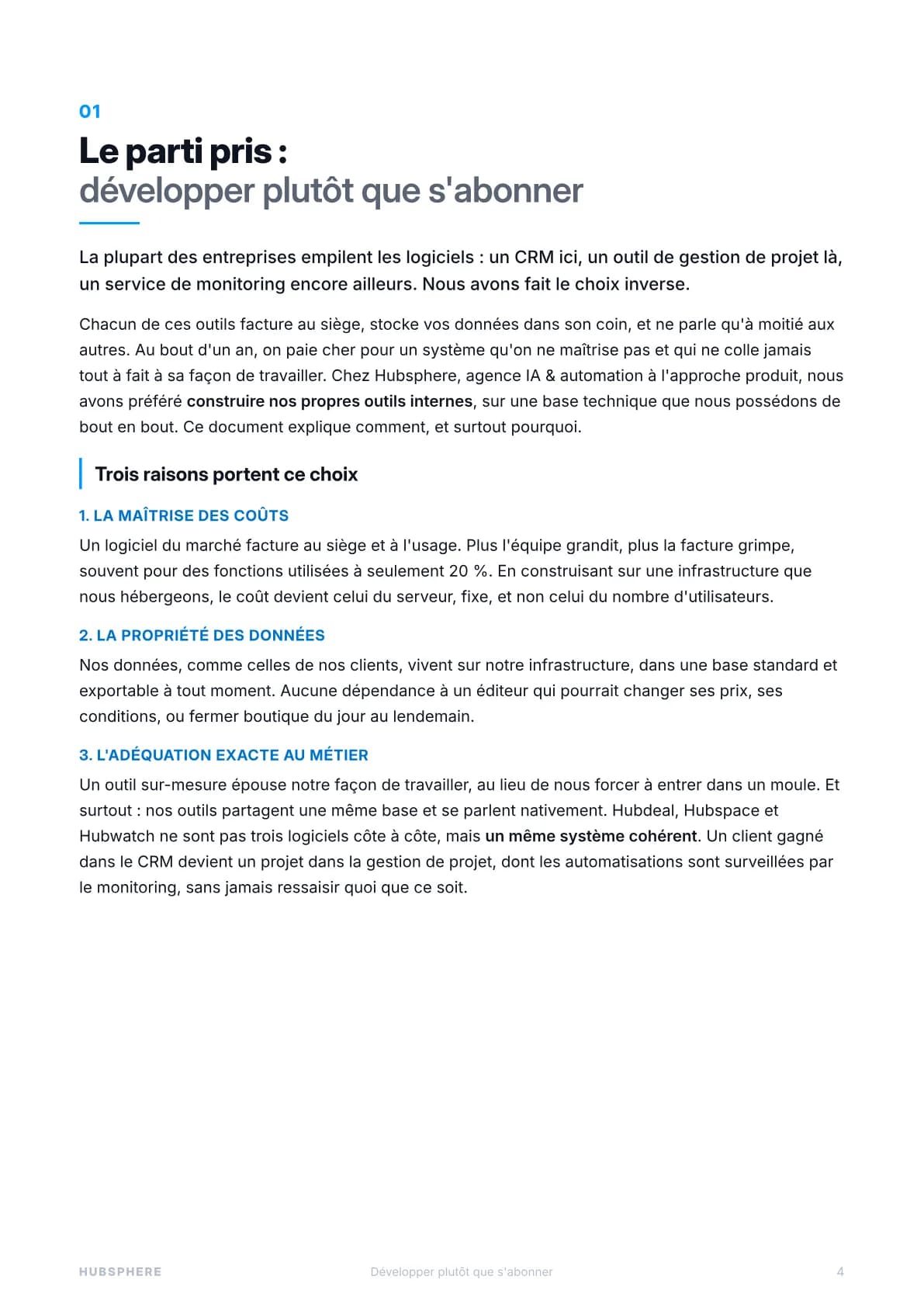 Page 4 du livre blanc — Le parti pris